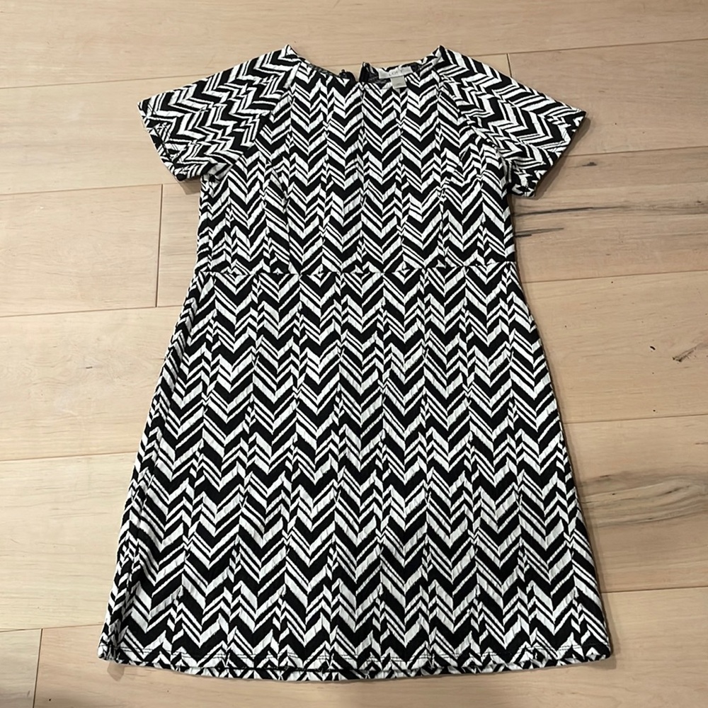 Loft Work Dress Black White Patterned